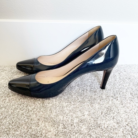Prada Black and Navy Cap Toe Heels - Picture 6 of 10